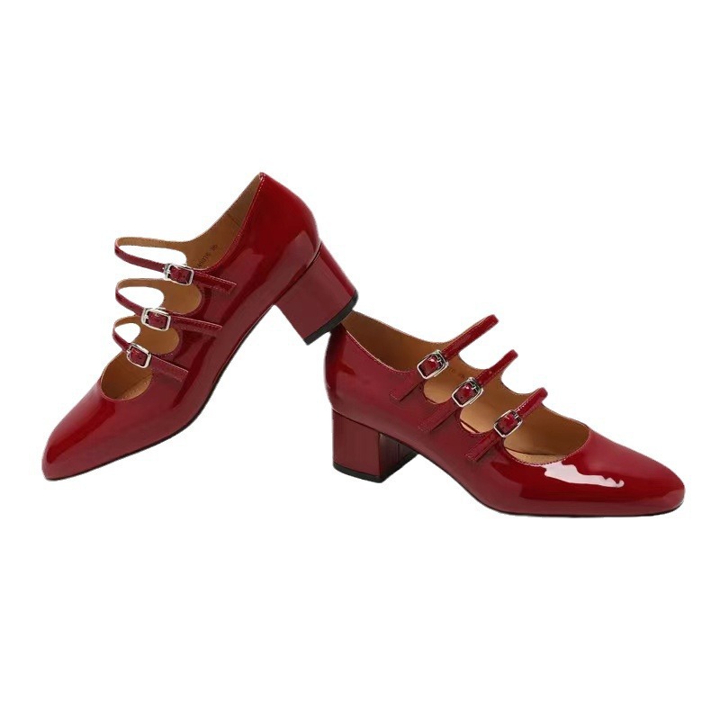 Cowhide Version Advanced Mary Jane Women's Multifunctional OL Commuting Thick Bottom Patent Leather French Single Shoes_voghion.com