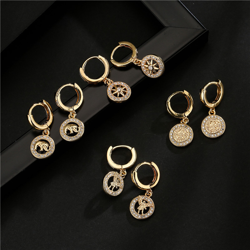 Vente En Gros Bijoux Boucles D&#39;oreilles Géométriques Sucette Zircon Cuivre Nihaojewelry display picture 8