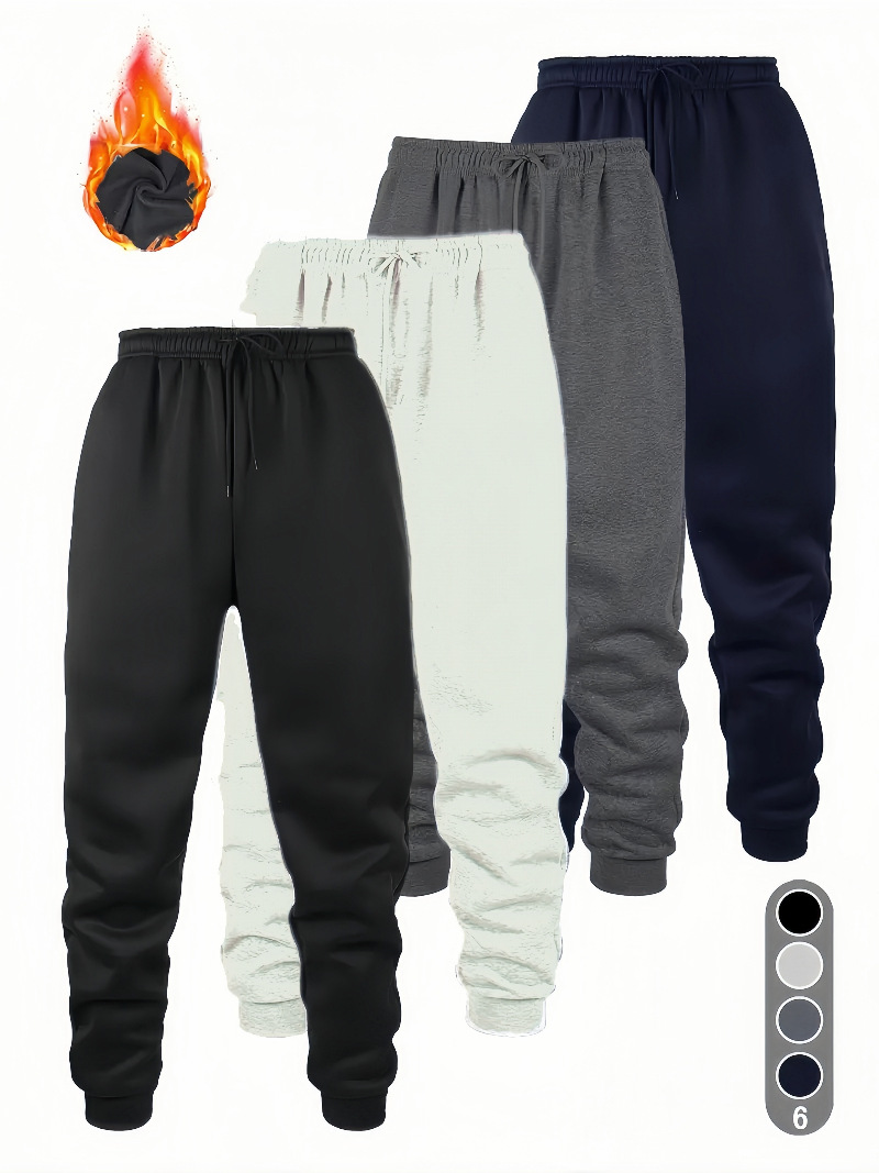 Transfronterizo tamaño europeo multi-pieza hombre moda ocio pantalones deportivos de invierno para correr pantalones deportivos de fitness pantalones de color sólido image 19