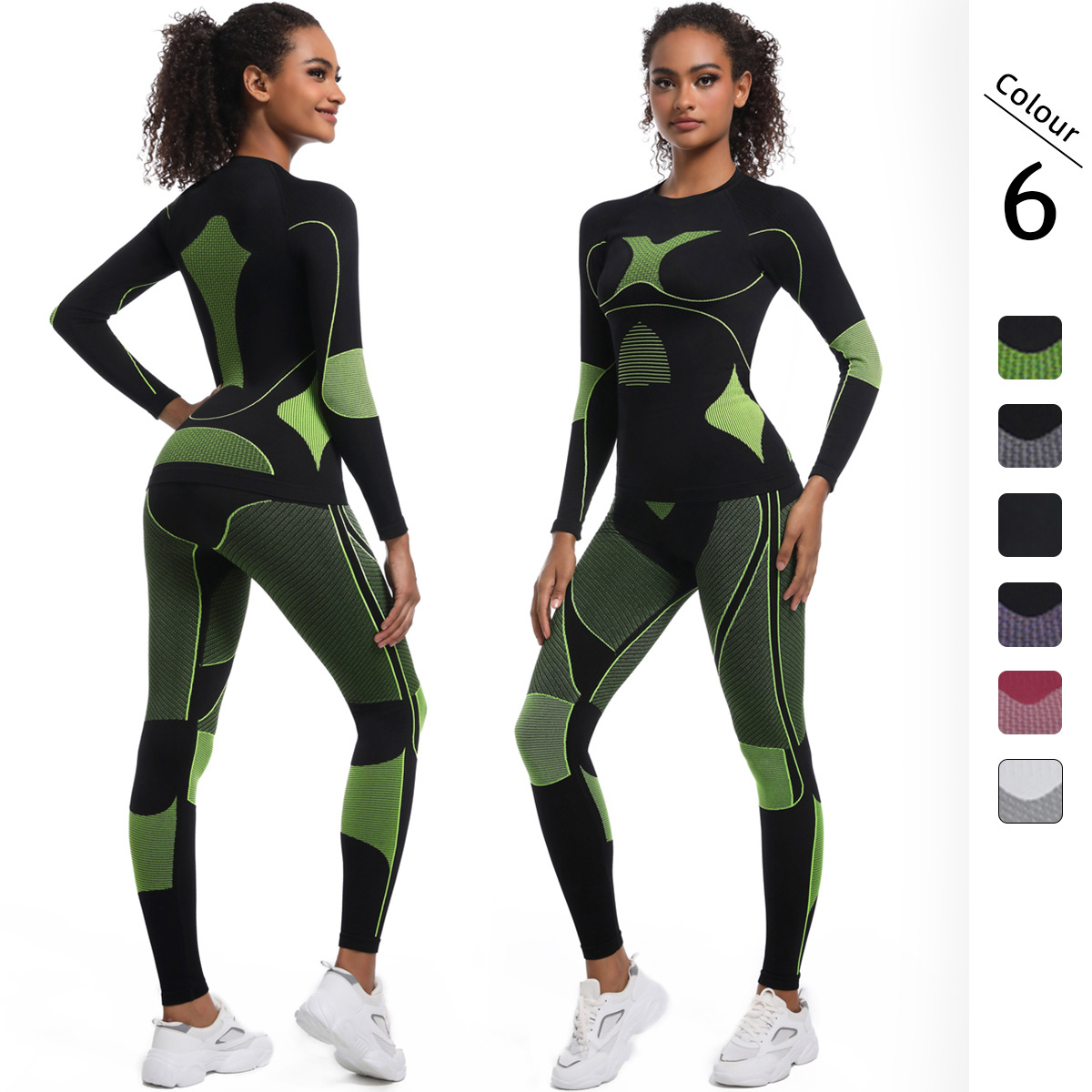 New Cross-Border Seamless Tight-Fitting High-Elastic Long-Sleeved Ski Clothing Shapewear Suit Sports Running Cycling Yoga Clothing for Women
