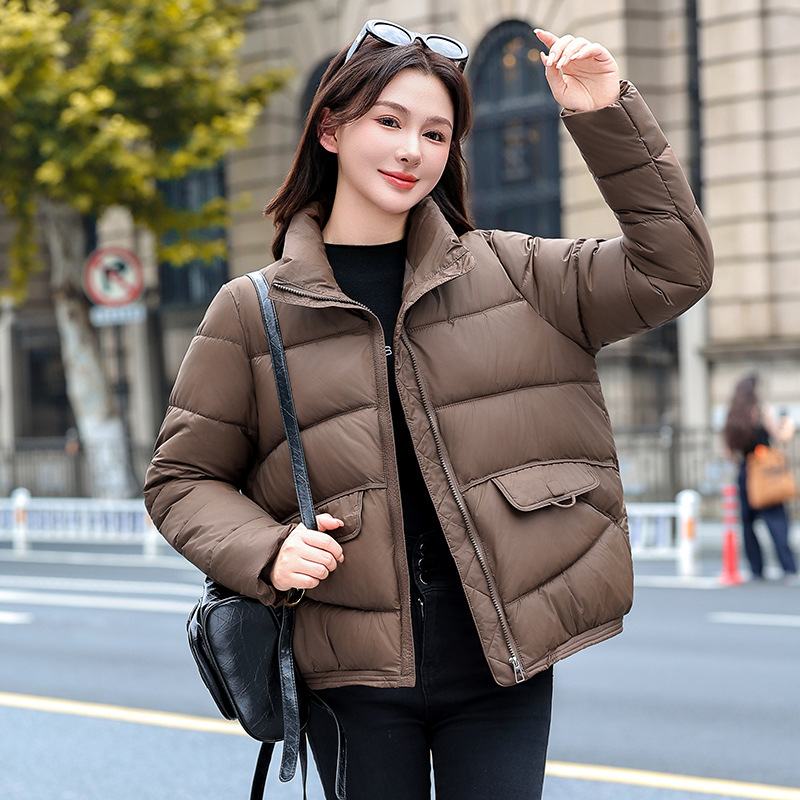 Invierno de 2025 nuevo estilo coreano simple casual corto cuello vertical ropa de algodón esponjosa gruesa chaqueta de algodón pequeño image 9