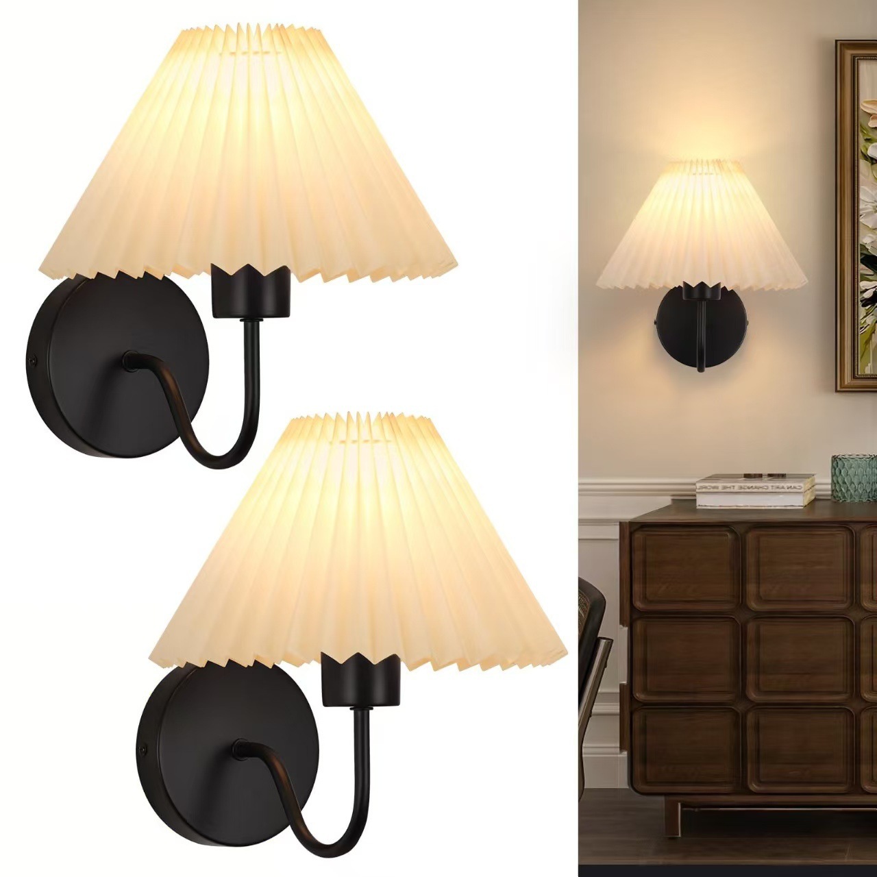 Luz de pared sin cableado transfronteriza americana dormitorio cabecera de cama luz de atmósfera decoración de sala de estar cubierta de lienzo recargable lámpara de pared atenuable