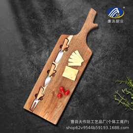 新品实木砧板树枝形案板家用奶酪刀芝士切盘带刀叉木质切菜板