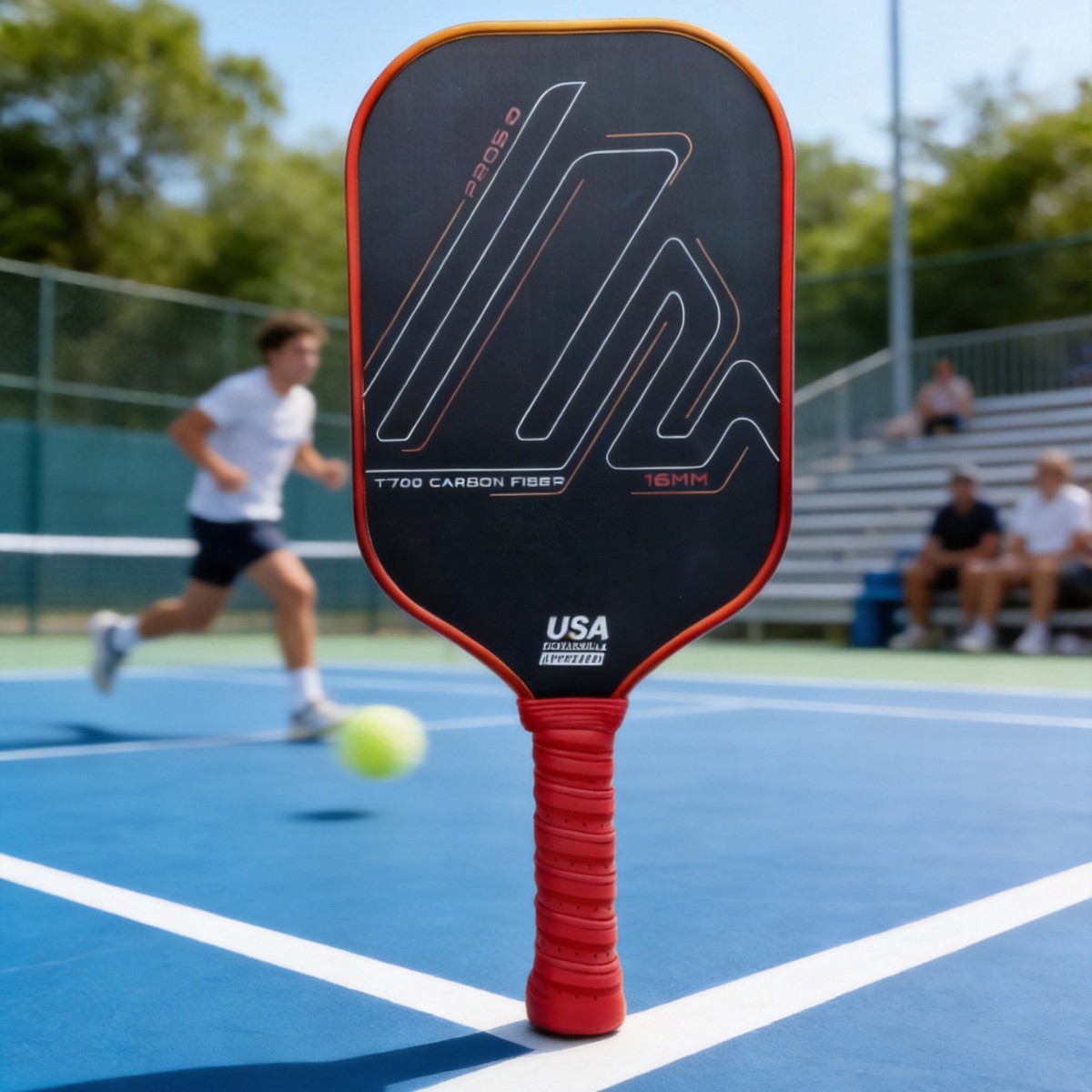 Pickleball racket carbon fiber T700 extended length textured matte 16mm racket set, same style as professional pickleball