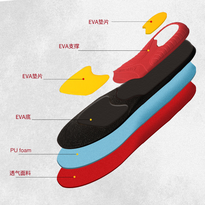 Soporte de arco plantilla deportiva hombres y mujeres absorción de choque transpirable absorción de sudor desodorante pie plano corrección de luz plantilla deportiva cómoda