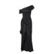 YJ23706 One-Shoulder Mesh Strap Dress dress Ins European and American-style New Elegant Slim-fit Black Long Dress for Women