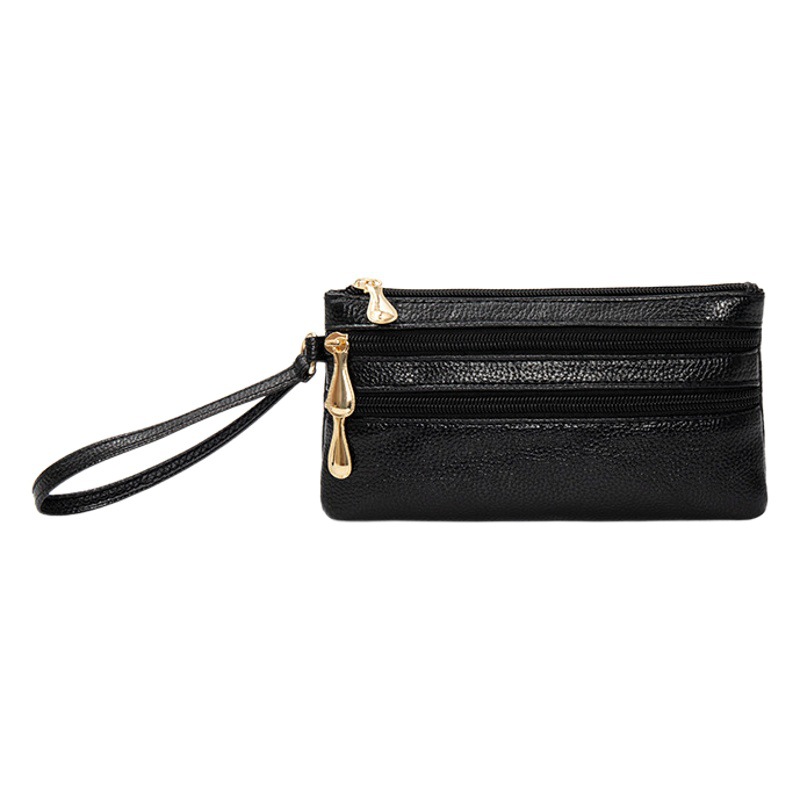 [in stock wholesale] cross-border PU soft leather litchi pattern long multi-pocket wrist wallet foreign trade hand phone bag