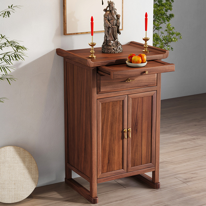 New Chinese Style Guan Gong Black Walnut Solid Wood Table Fragrance Table Modern Simple God of Wealth Small Buddha Table Buddha Table Home Tribute Table