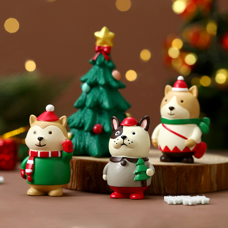 Christmas Snowman Penguin Bear Ornament Creative Desktop Decoration Small Gift Window Display Decoration Resin Crafts