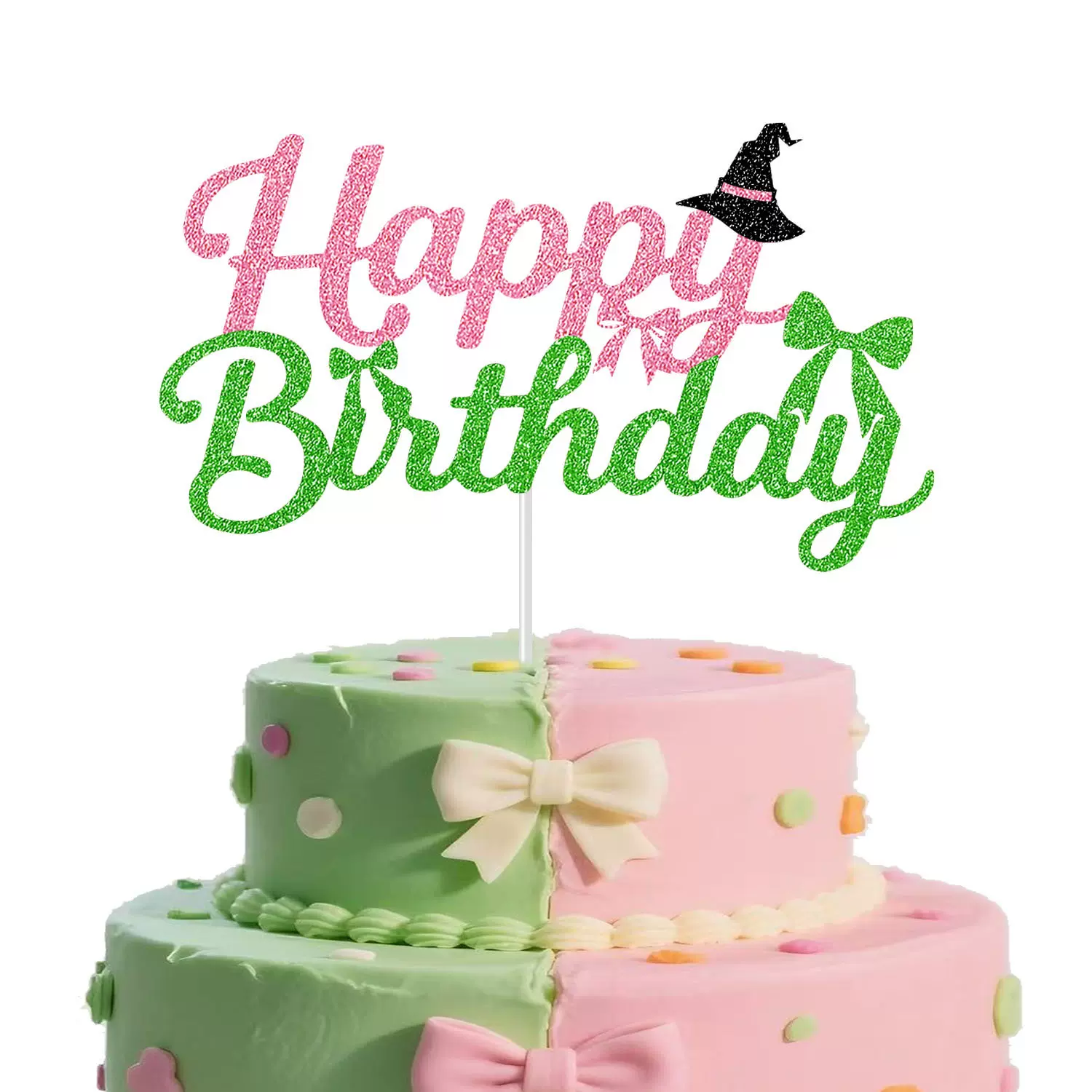魔法坏女巫主题生日蛋糕插牌 蝴蝶结 女巫帽生日蛋糕装饰插件