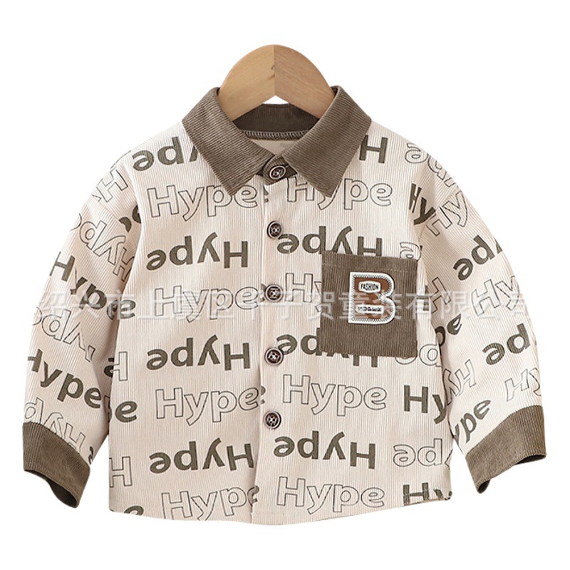 Ropa para niños camisa de letras para niños primavera y otoño 2024 nuevo chico guapo fresco primavera estilo coreano camisa de manga larga chaqueta