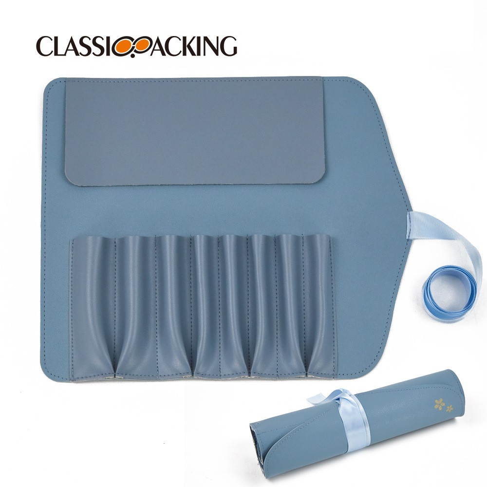 Bolsa de cepillo de maquillaje estilo ins japonesa, impermeable, cepillo de cejas portátil, cepillo de sombra de ojos, bolsa de rollo de cepillo de polvo suelto, bolsa de maquillaje simple