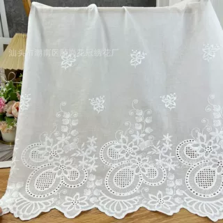9088棉布刺绣双边定位绣花服装绣花布 水溶棉布刺绣蕾丝绣花面料