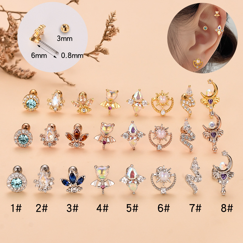 Fashion Water Droplets Flower Stainless Steel Copper Plating Inlay Zircon Ear Studs 1 Piece display picture 1