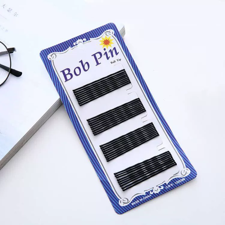 Black Bob Pins (Hairgrips) — Wavy & Flat Tips, Pack Options 36/60 pcs, Invisible Clips