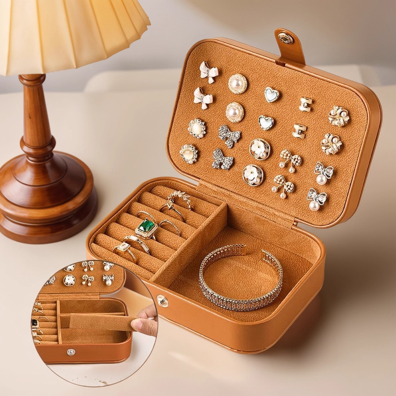 首饰盒高档精致耳环耳钉收纳盒手饰戒指项链黄金便携旅游饰品盒子