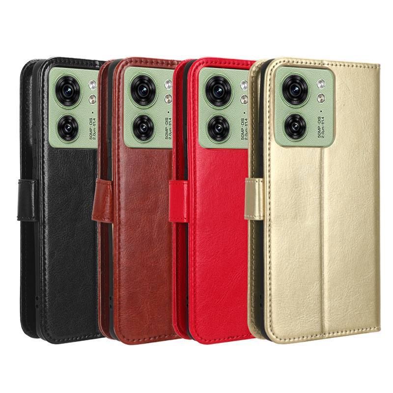 For Motorola Edge40 Mobile Phone Case Motorola Edge S/G100 Flip Leather Case Card Crazy Horse