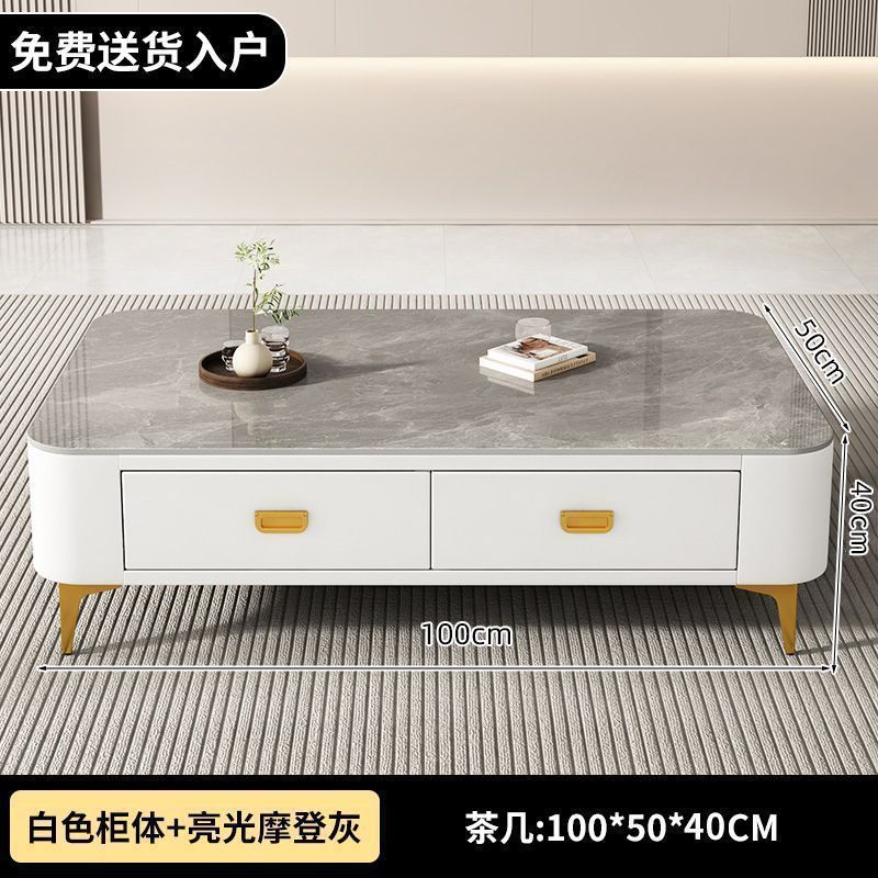 Gabinete de televisión de tabla de roca sala de estar doméstica tipo de casa pequeña 2024 mesa de té de lujo moderna simple mesa de té de suelo nórdica combinación