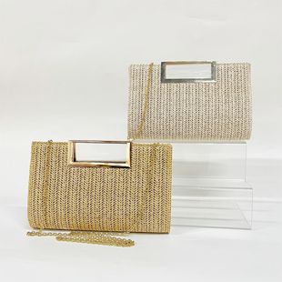 Spot New Woven Bag Dinner Bag European and American Dinner Bag Clutch Women's Bag Dress Solid Color New Cross-Border E-Commerce Bag
