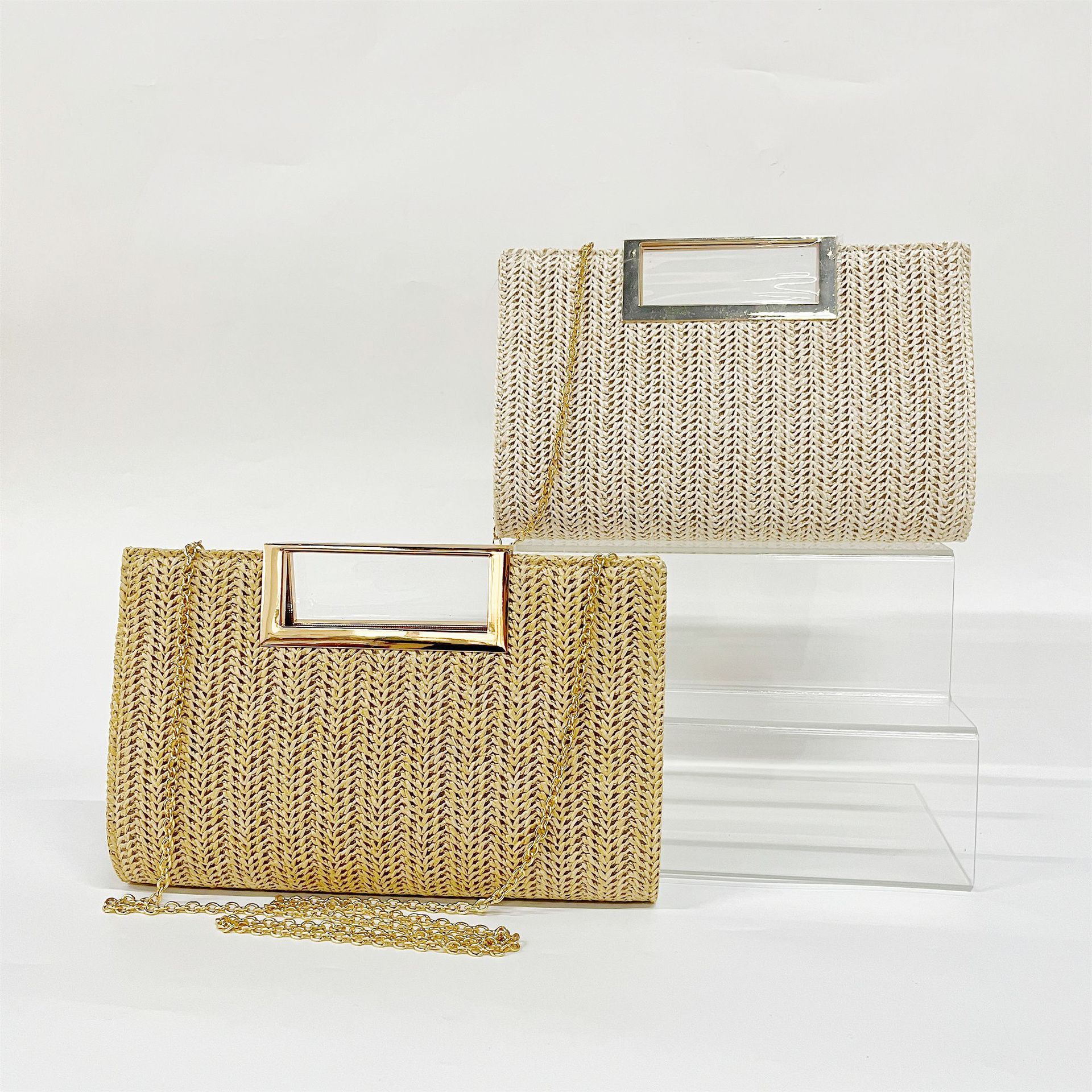 Pochette da sera intrecciata per donna stile europeo elegante_voghion.com