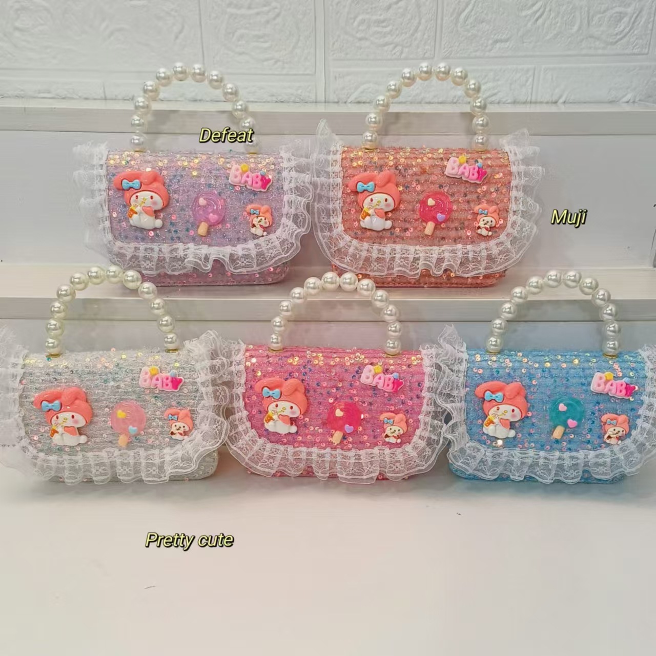 Bolso de perlas, bolso de dibujos animados, bolso de hombro, bolso para niños, bolso de cambio, bolso de cadena, bolso pequeño