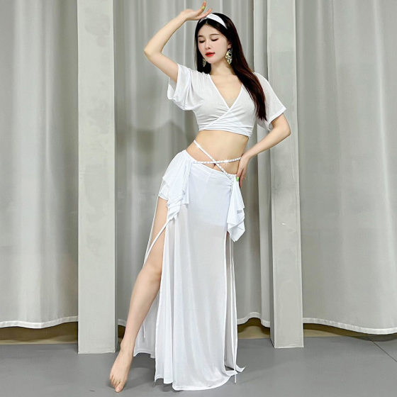 Dancer original design belly dance clothing 2024 new autumn and winter light luxury mesh practice clothes suit class clothes