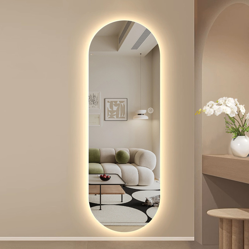 Smart Led Explosion-Proof Full-Body Dressing Mirror Frameless Lighted Fitting Mirror Home Wall-Mounted Special-Shaped Accessible Luxury Entrance Mirror