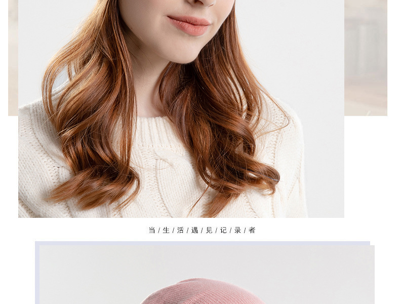9941 Autunno e inverno pelo sottile lavorato a maglia piccola etichetta tinta unita versatile cappello al chiaro di luna fascia grande da donna Baotou_voghion.com