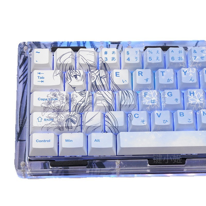 雪乃キーキャップ 箱入り サイド刻印 半透明 オリジナルカスタムキーキャップ 5面昇華桜ピンク ウーティング|undefined