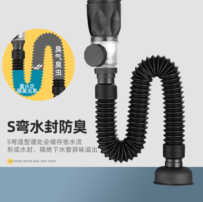 Tapa grande de acero inoxidable, tubería de drenaje, tubería de doble uso, tubería de pared y tierra, juego de desagüe de lavabo