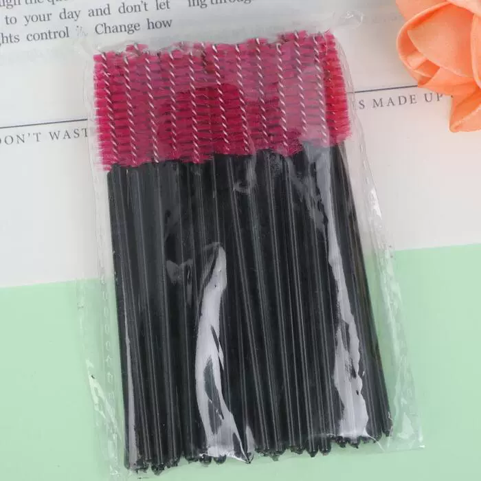 Eyelash Spoolie Brushes, Disposable Lash Brushes, Assorted Colors, Pack (50 pcs)