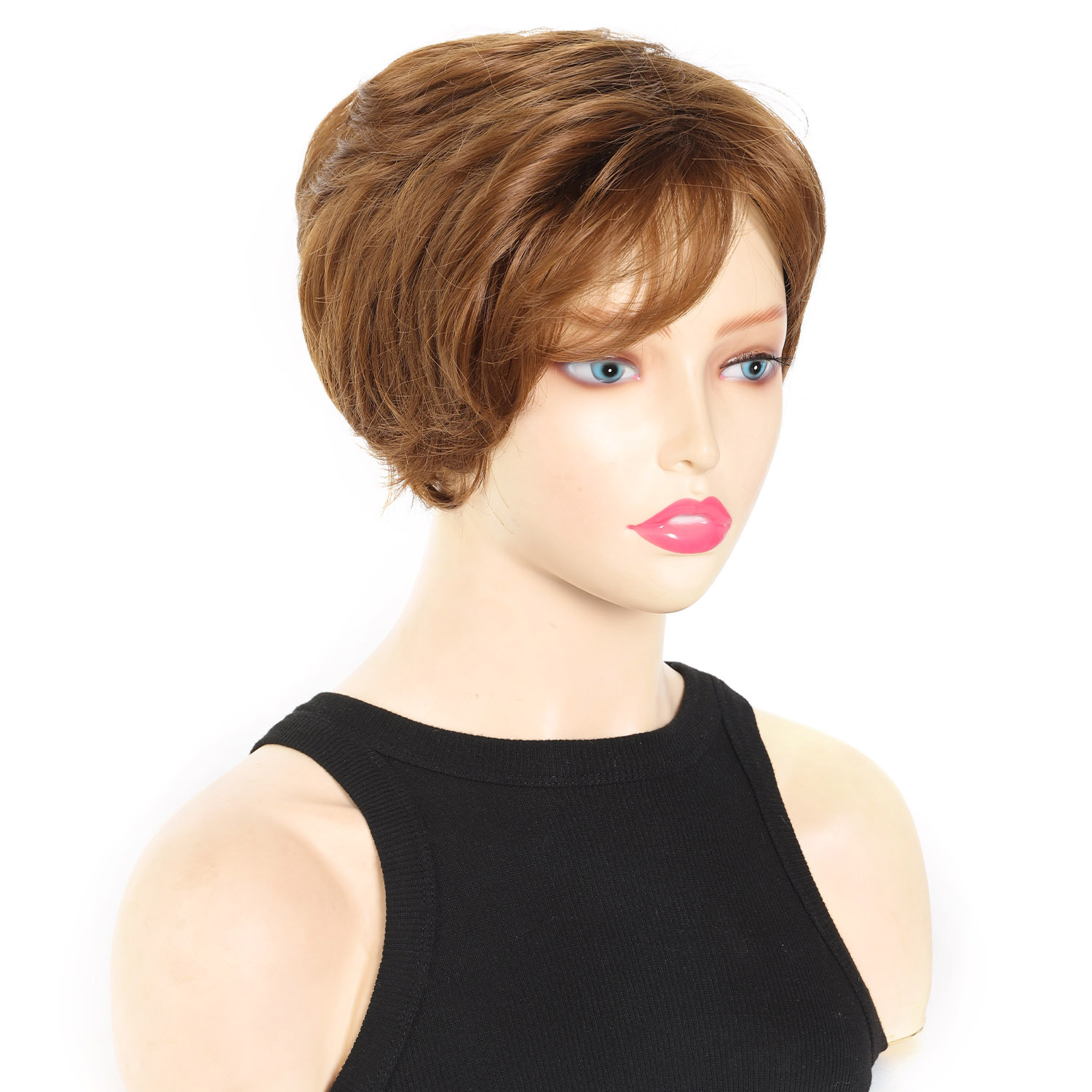 Parrucca sintetica donna capelli corti ricci effetto naturale_voghion.com