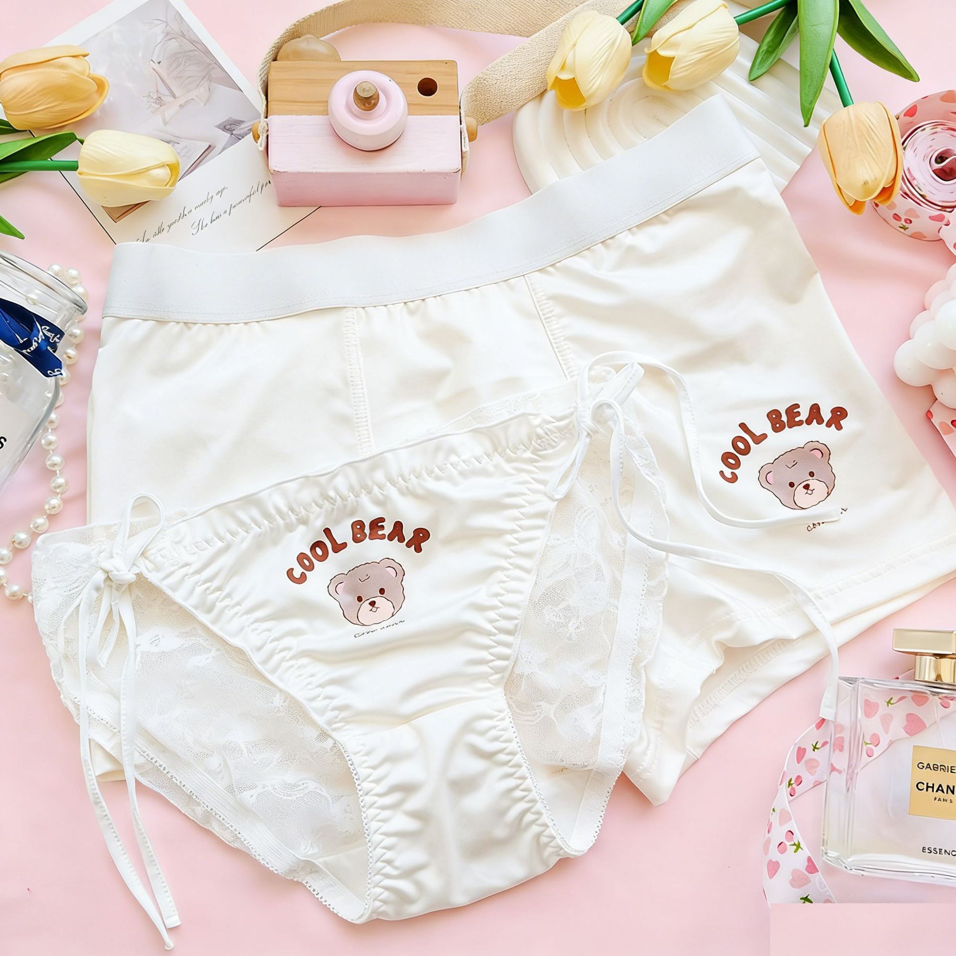 221218Sn Men's Underwear Couple Cartoon Print Underwear Men's Trendy Cool Bear Women's Sexy Pure Desire Briefs