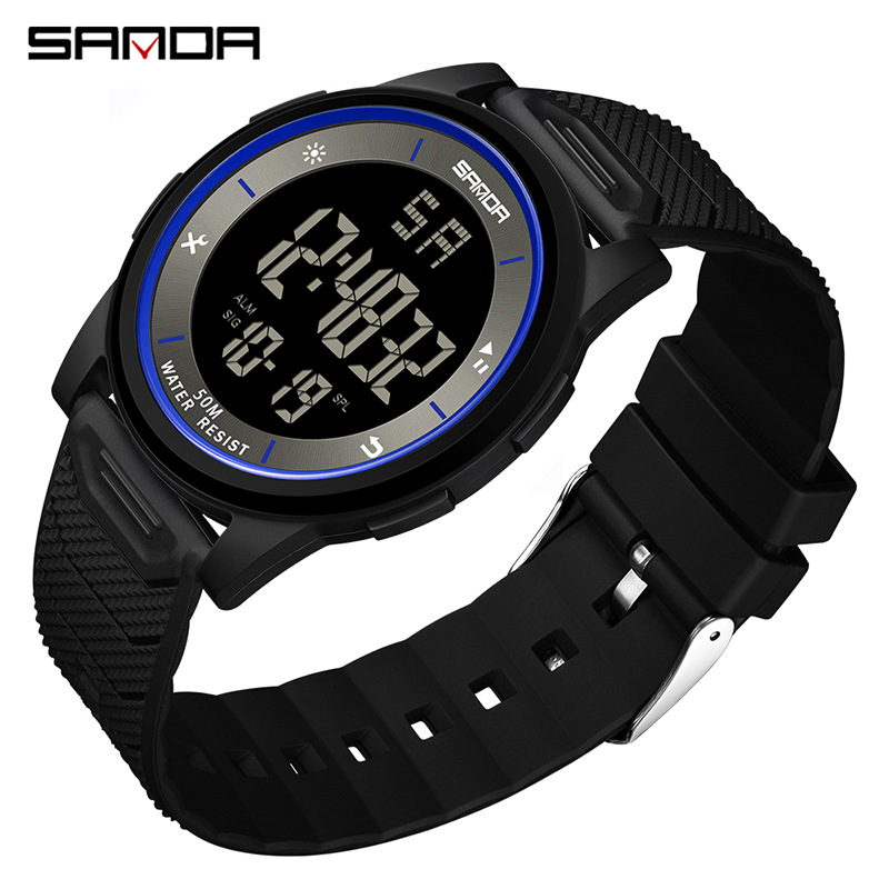 SANDA SANDA un solo movimiento impermeable nocturna reloj electrónico de tendencia juvenil reloj de pulsera de moda para hombres y mujeres