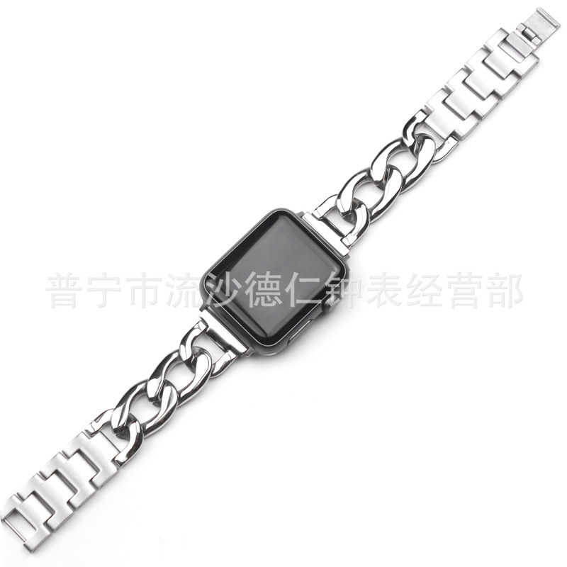 Suitable for Apple Chanel-Style Single-Row Denim Chain Iwatch876 S10 Generation Se Samsung Huawei Metal Watch Strap