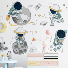 Cartoon Cute Astronaut Wall Sticker Planet Space Body Universe Painting School Classroom Sticker Child's Room Waterproof Self Adhesive