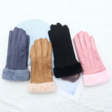 德绒手套女士冬季保暖防寒可爱学生加厚防风骑行冬天触屏五指办公