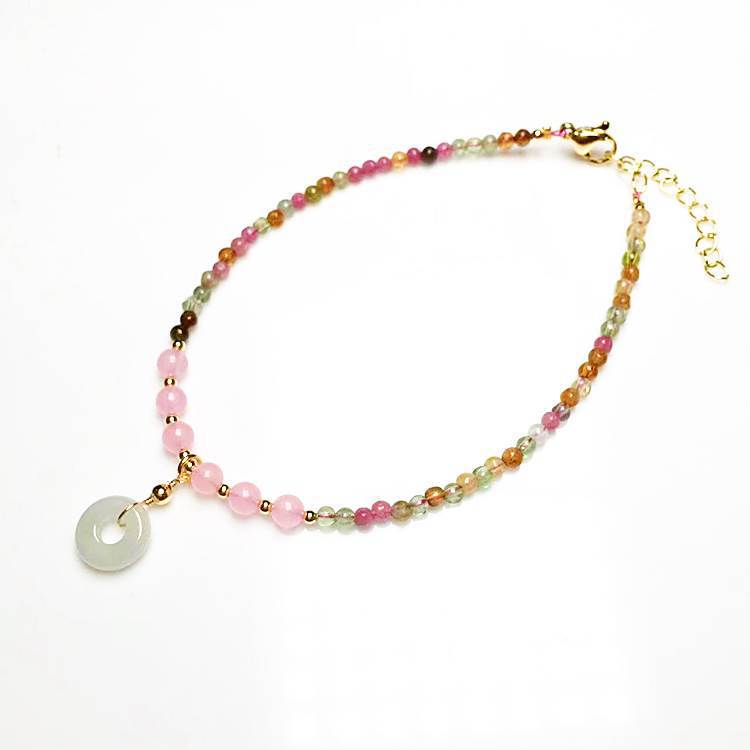 Tourmaline Bracelet with Emerald Coil Ping Buckle Candy Color Women Crystal Bracelet Ankle Tourmaline Bracelet with Emerald Coil Ping Buckle Candy Color Women Crystal Bracelet Ankle