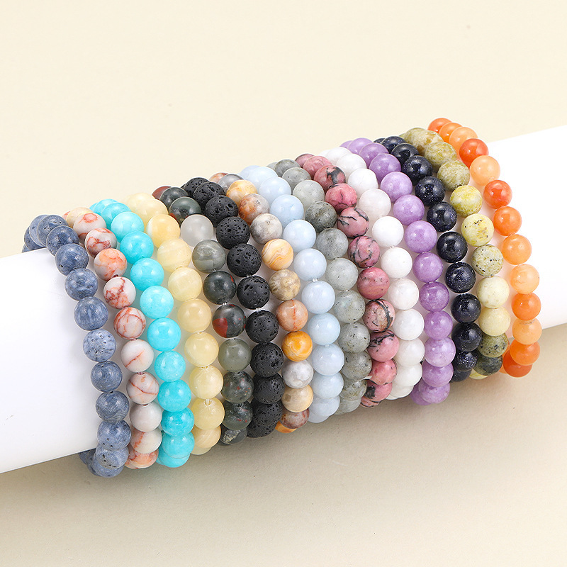 Cross-Border Popular Natural Stone Single-Circle Bracelet for Women, Fashionable Jewelry, 8mm Smooth Round Beads, Wholesale from Manufacturer Cross-Border Popular Natural Stone Single-Circle Bracelet for Women, Fashionable Jewelry, 8mm Smooth Round Beads, Wholesale from Manufacturer