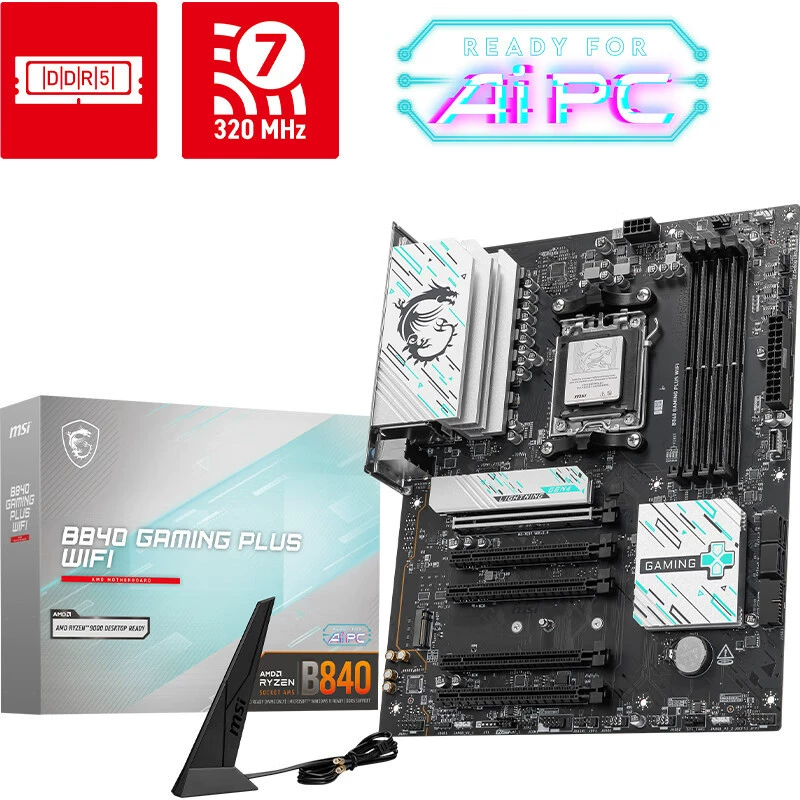 Материнская плата B840 GAMING PLUS WIFI для компьютера, поддерживает CPU AMD 9700X/9