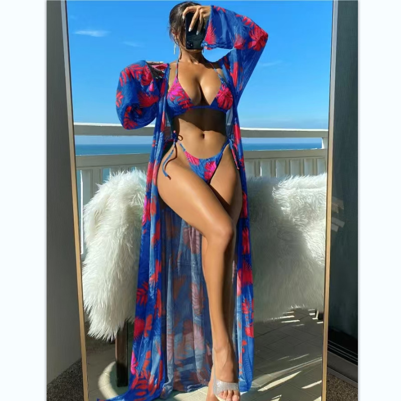 Bikiniset för dam 3 delar med långärmad cover up_voghion.com
