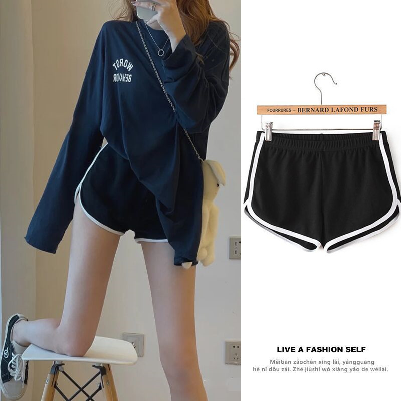 Women's Sports Shorts, Loose Wide-Leg Pants, Summer Casual Slimming 2025 New Style, Elastic Waist, Color-Blocking, Trendy Ins Style, Direct Sale Women's Sports Shorts, Loose Wide-Leg Pants, Summer Casual Slimming 2025 New Style, Elastic Waist, Color-Blocking, Trendy Ins Style, Direct Sale