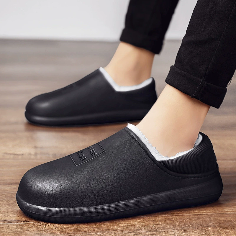 Хлопковые тапочки мужские Зимние непромокаемые Противоскользящие тапочки домашние теплые плюшевые хлопчатобумажные туфли для пары женская сумка