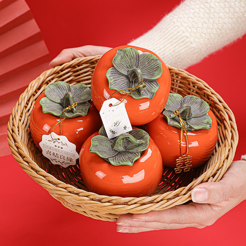 Chinese style wooden box tea sealed jar Persimmon Ruyi creative candy candy jar wedding decoration mini tea warehouse Chinese style wooden box tea sealed jar Persimmon Ruyi creative candy candy jar wedding decoration mini tea warehouse
