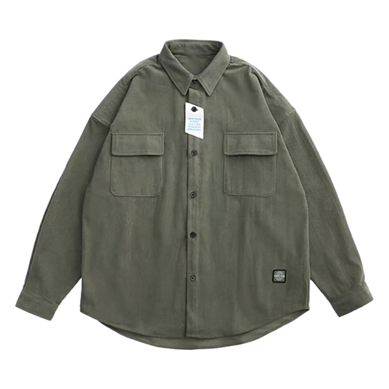 Primavera y otoño nuevo High Street retro PANA ropa de trabajo camisa de los hombres japonés suelta más tamaño marca de moda multi-Bolsillo cardigan