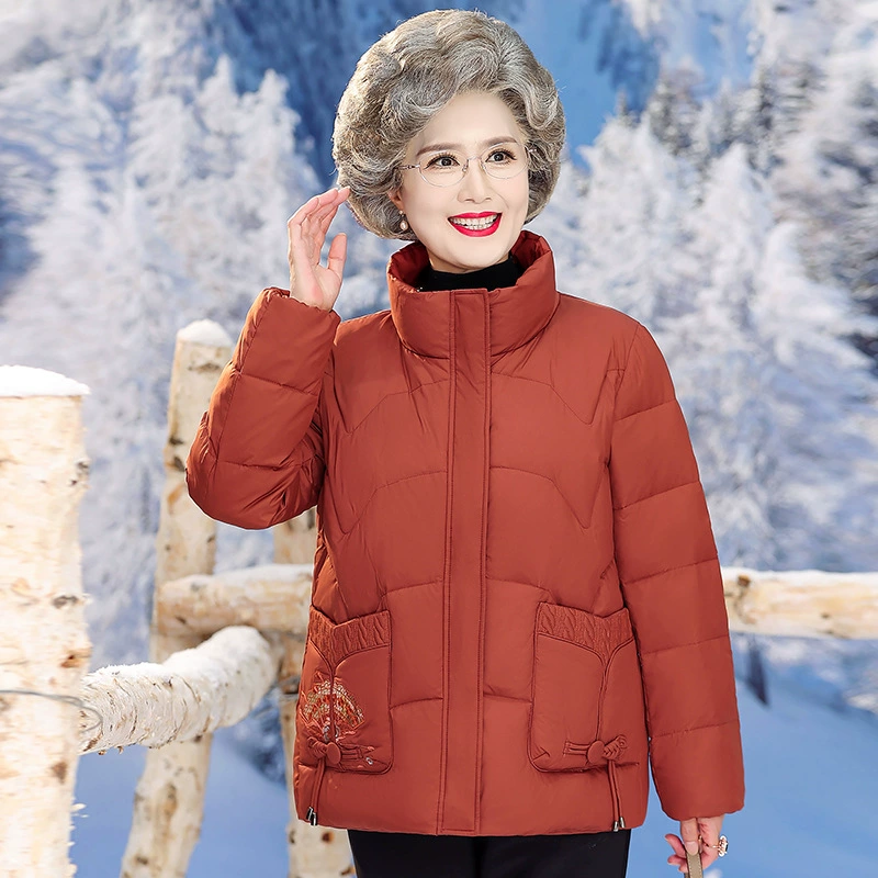 90 пуховик белой утки мамы короткая куртка среднего и пожилого возраста