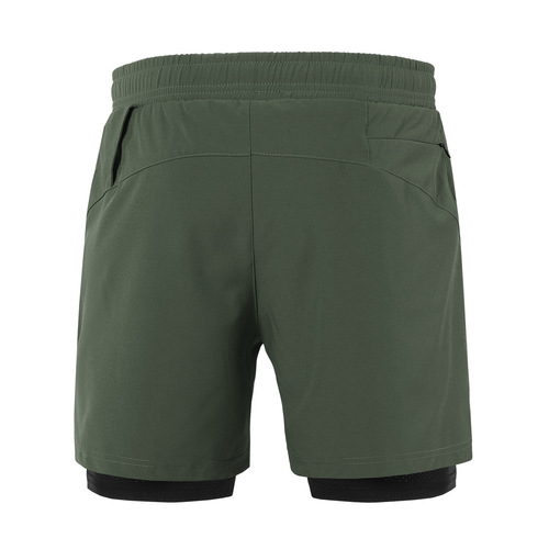 Cross-border outdoor fitness sports running training basketball jogging five-point pants double layer solid color breathable shorts for men 208