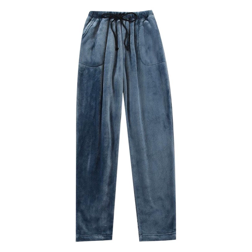 Осенне-зимние утолщенные фланелевые пижамы мужские утолщенные коралловые флисовые свободные домашние брюки больших размеров прямые брюки можно носить