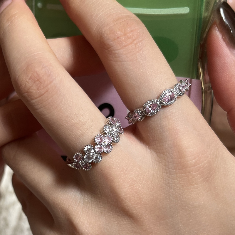 Inlay Design Copper Inlay Heart Shape Zircon Rings