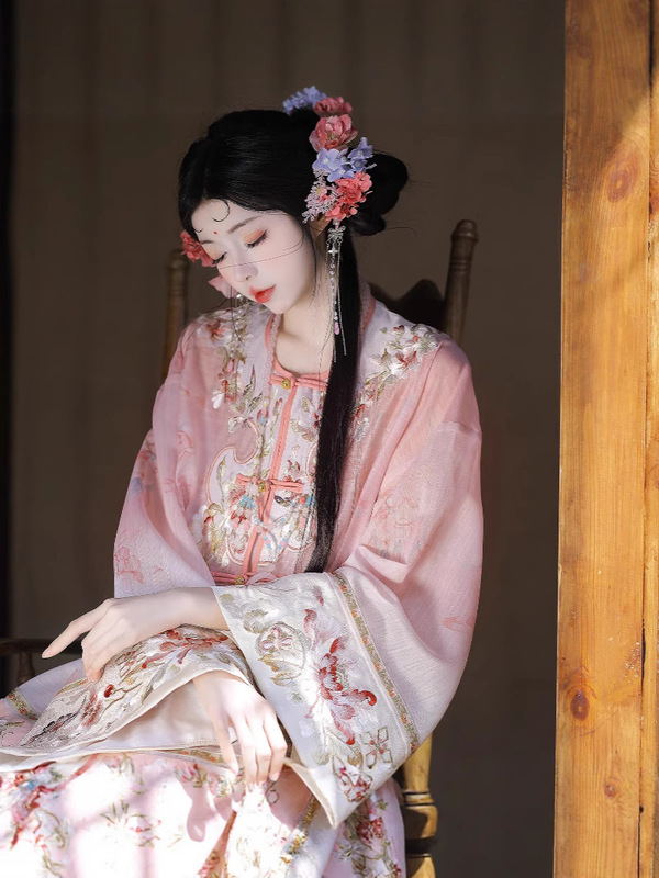 春の手紙-デイリーグラデーションプリント改良された中国風の漢の女性の刺繍入りスカートレトロ中国風の春夏スタイル|undefined